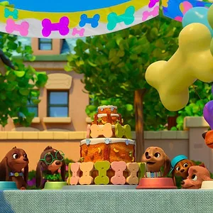 Bretzel et les bébés chiens